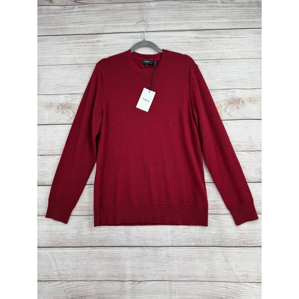 Theory Hilles Cashmere Crewneck Sweater Mens Medium Crimson‎ Mix NEW